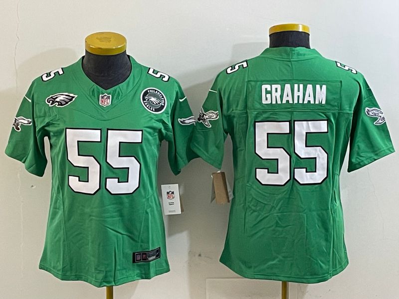 Women Philadelphia Eagles 55 Graham Green three generations 2025 Nike Vapor Limited NFL Jersey style 5